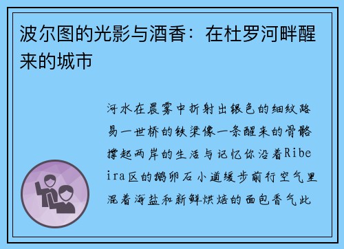 波尔图的光影与酒香：在杜罗河畔醒来的城市